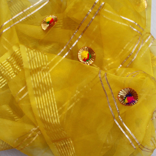 anokherang Dupattas Yellow Gotta Pom Pom Dupatta