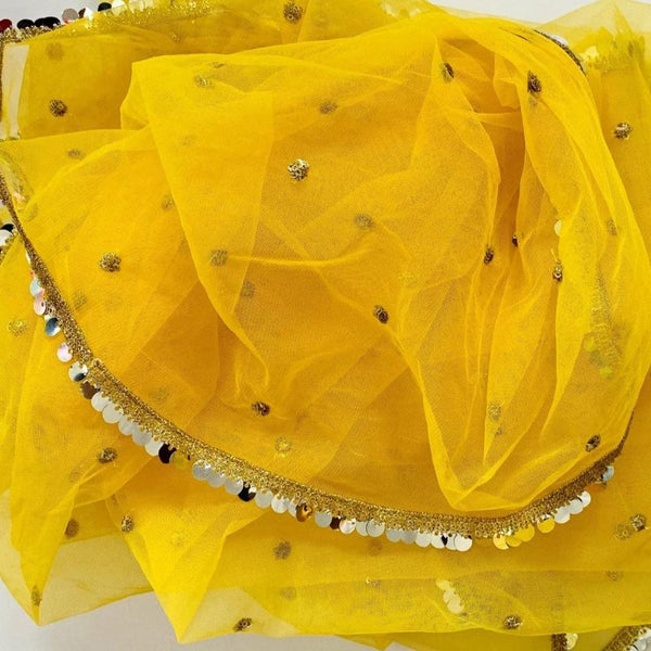 anokherang Dupattas Yellow Net Sequins Jhilmil Dupatta