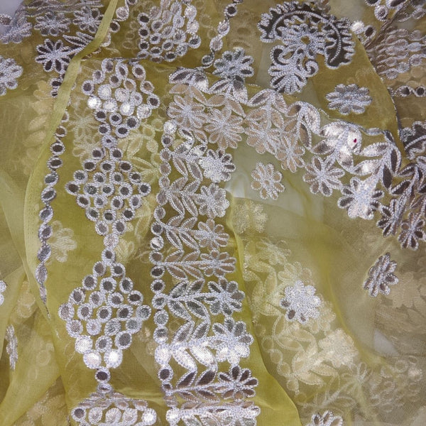 anokherang Dupattas Yellow Ombre Gotta Patti Organza Dupatta