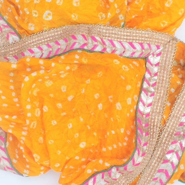 anokherang Dupattas Yellow Silk Bhandej Dupatta