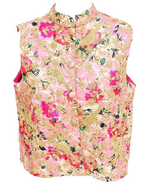 anokherang Jackets Pink Embroidered Jacket