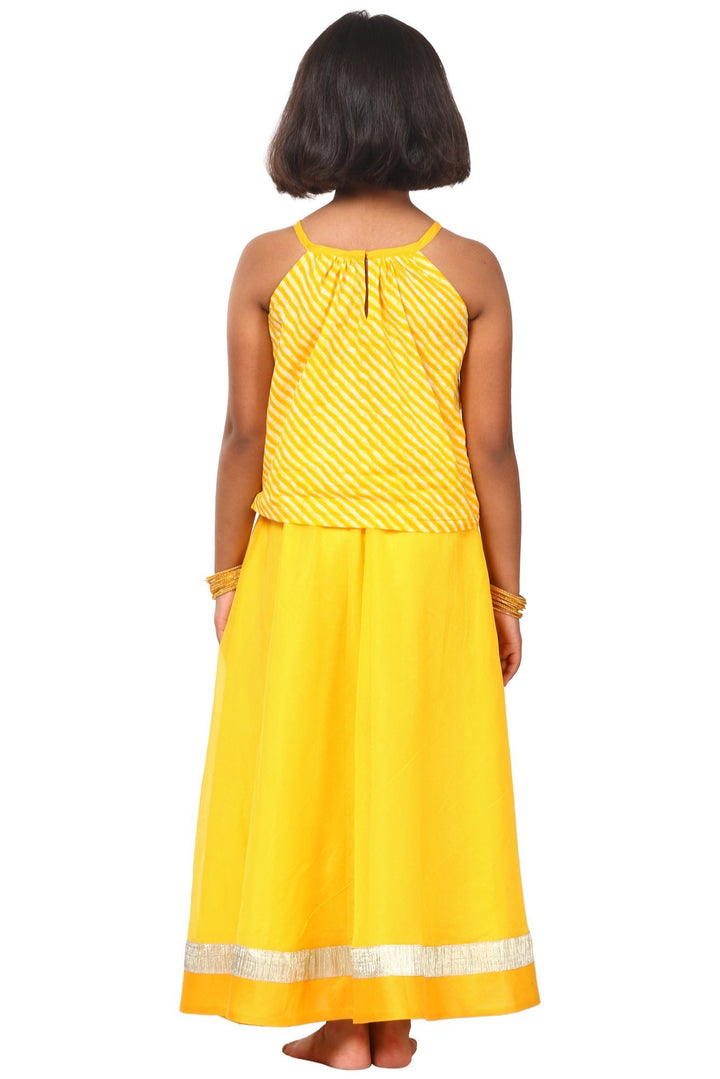 anokherang Kids Dress Sunshine Leheriya Chanderi Lehenga Choli with Net Sequenced Dupatta
