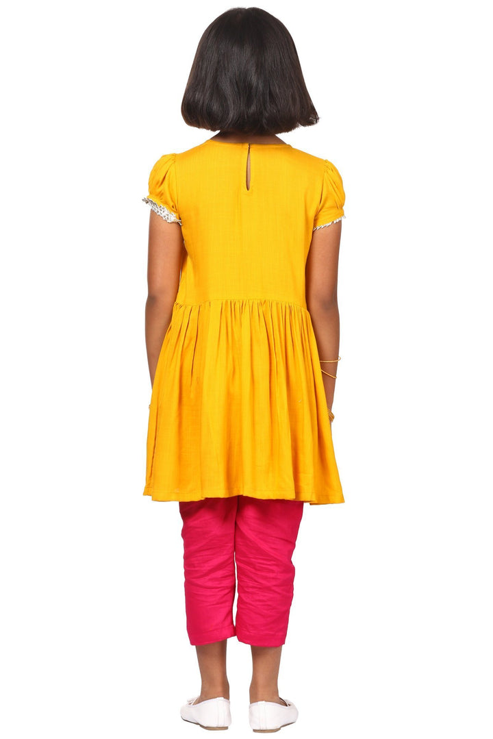 anokherang Kids Suits Mustard Gotta Gathered Kurta with Pants