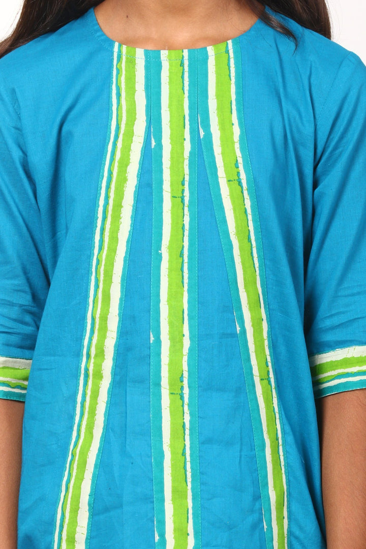 anokherang Kids Suits Shaded Green Kurti with Flared Palazzo and Net Dupatta