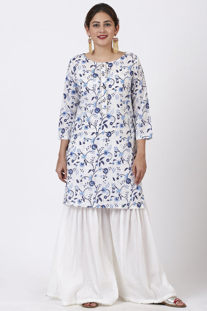 anokherang Kurtis Blue Floral Gotta Kurti