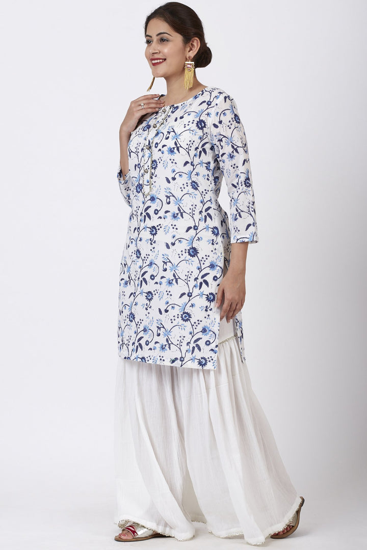 anokherang Kurtis Blue Floral Gotta Kurti