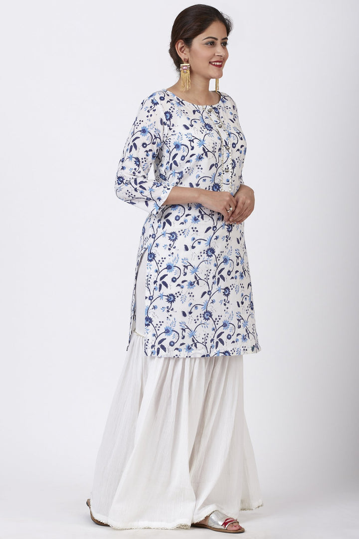 anokherang Kurtis Blue Floral Gotta Kurti