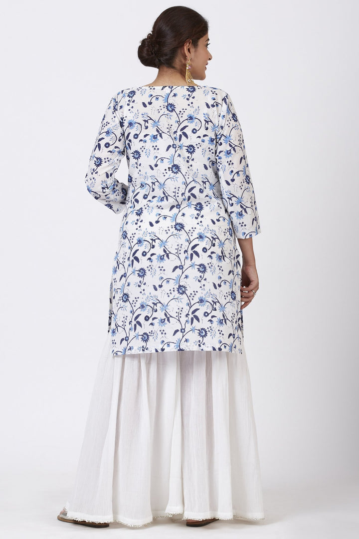 anokherang Kurtis Blue Floral Gotta Kurti