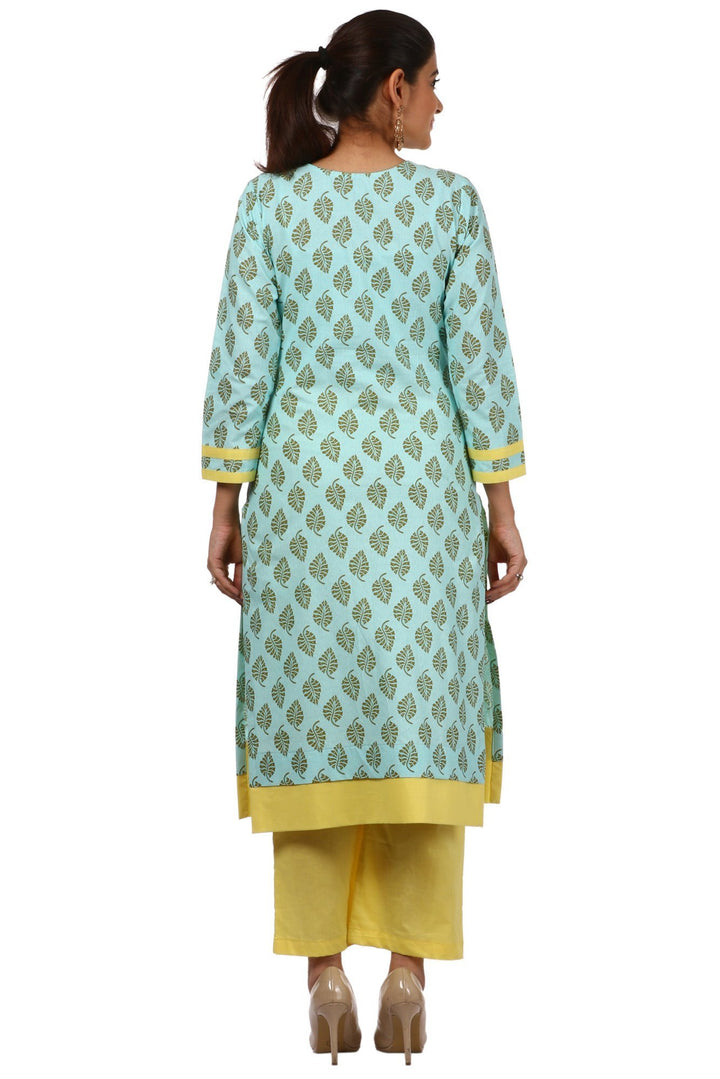 anokherang Kurtis Blue Printed Cotton Kurti
