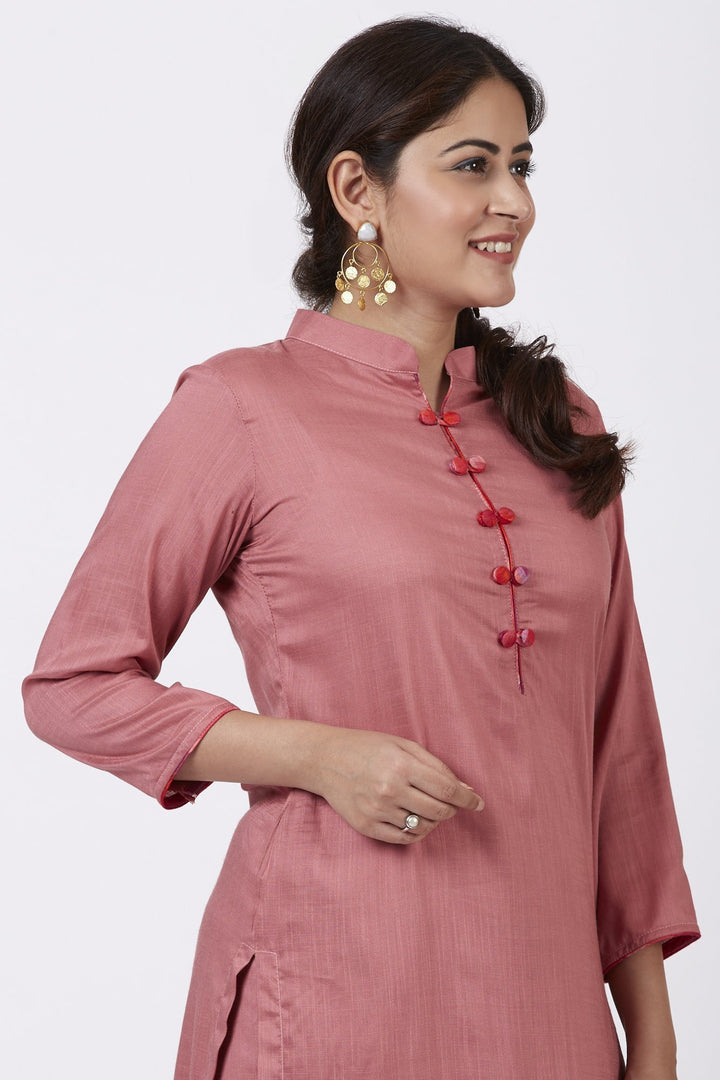 anokherang Kurtis Dusty Rose Straight Kurti