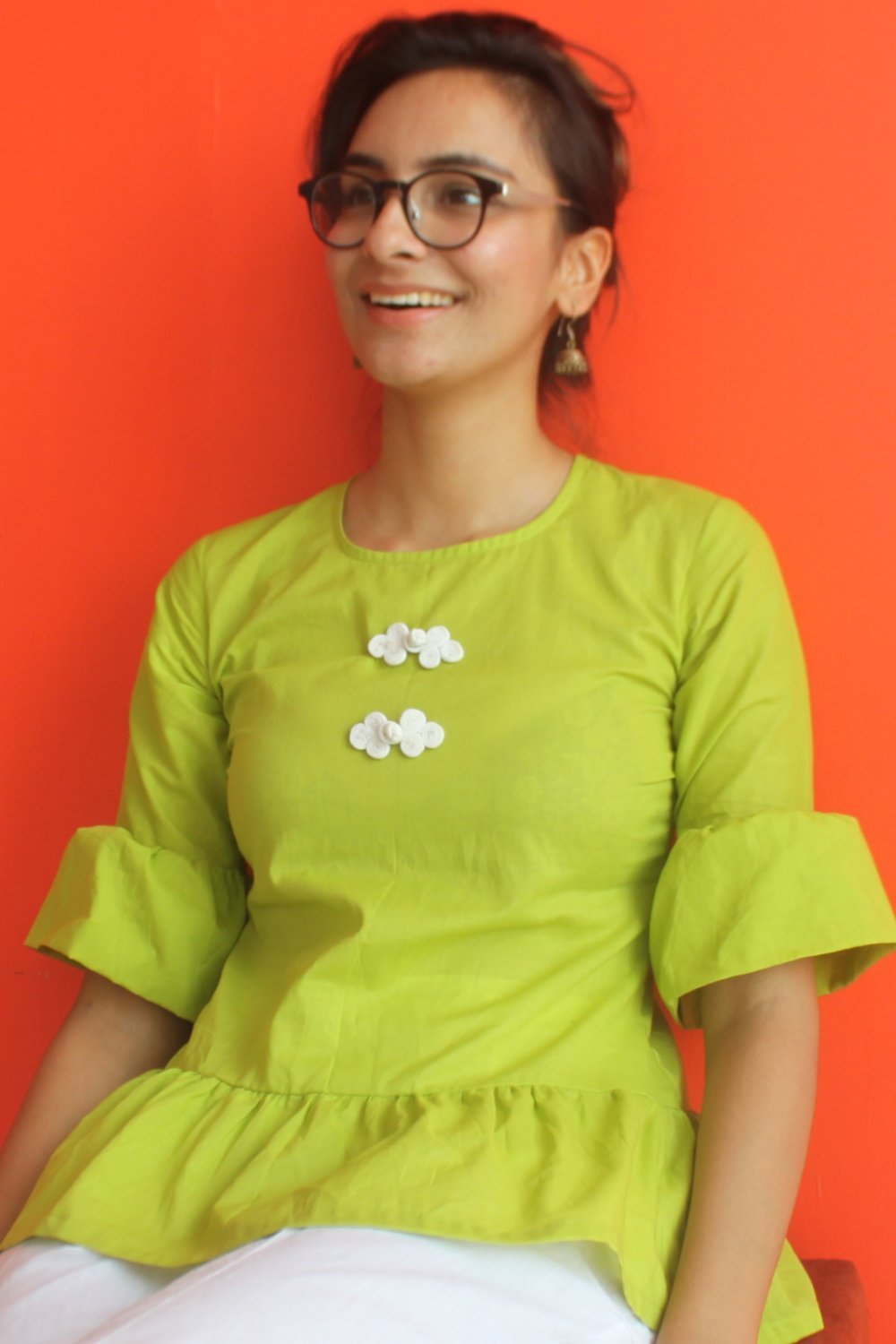 Freedom Green Gathered Top anokherang