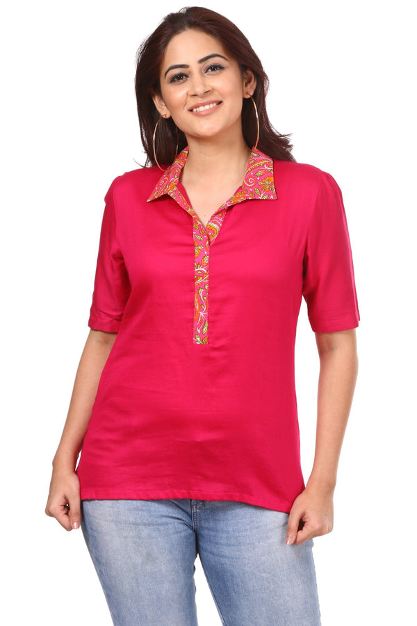 anokherang Kurtis Pink Paisley T Shift Top