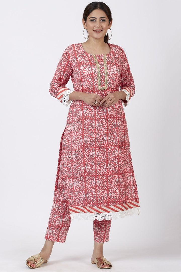 anokherang Kurtis Raspberry Pink Floral Printed Kurti