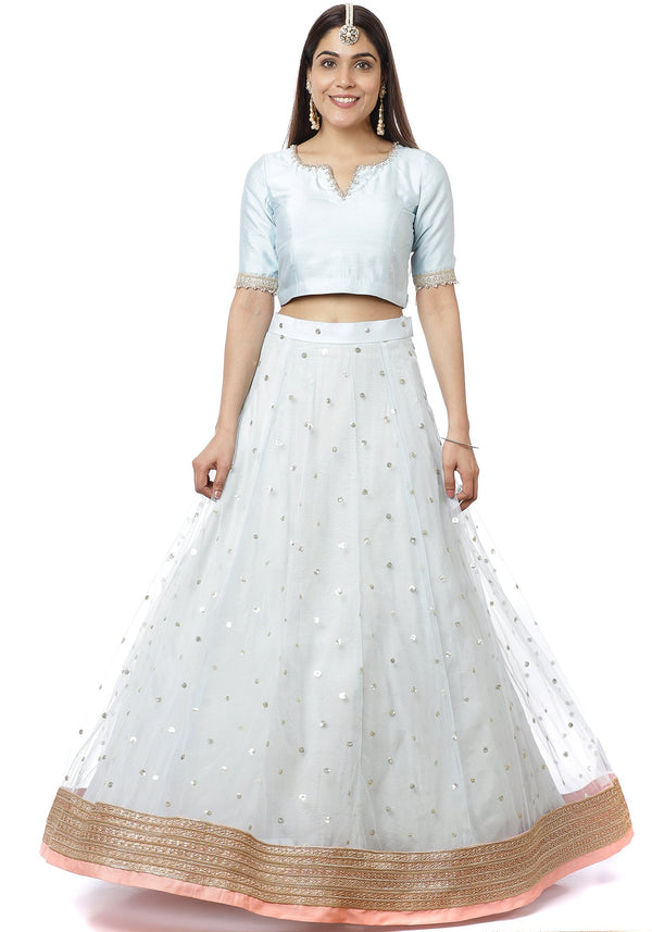 anokherang Lehenga Blush Blue Sequin Lehenga Choli