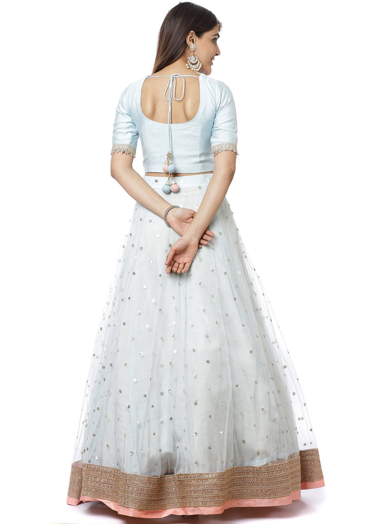 anokherang Lehenga Blush Blue Sequin Lehenga Choli