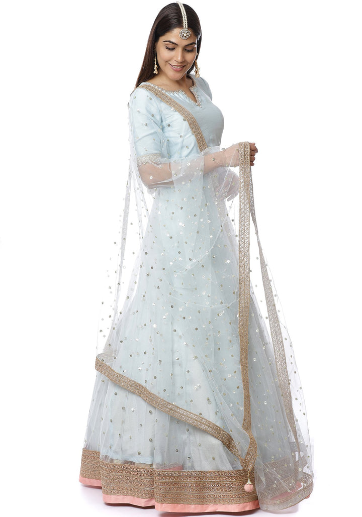 anokherang Lehenga Blush Blue Sequin Lehenga Choli