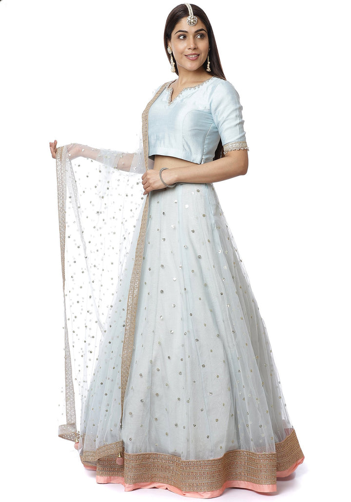 anokherang Lehenga Blush Blue Sequin Lehenga Choli