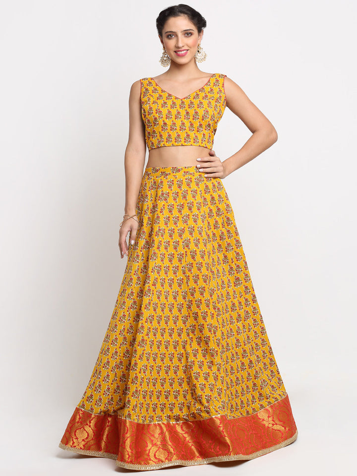 anokherang Lehenga Sunshine Yellow Designer Cotton Lehenga Choli