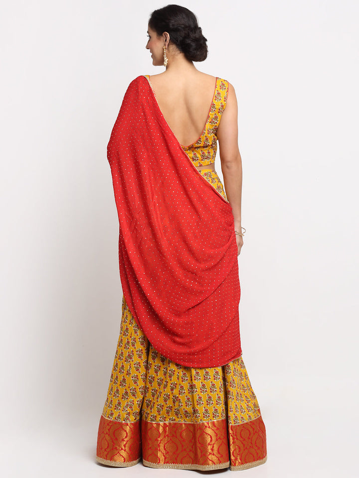 anokherang Lehenga Sunshine Yellow Designer Cotton Lehenga Choli