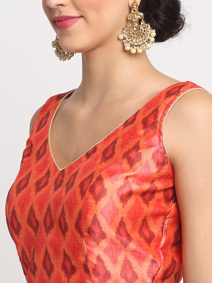 anokherang Lehenga Swirling Orange Silk Lehenga Choli