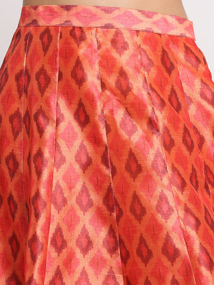 anokherang Lehenga Swirling Orange Silk Lehenga Choli