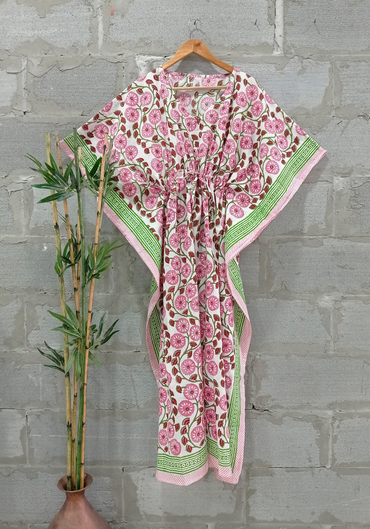 anokherang Leisure Wear Free Size Summer Smiles Floral Printed Kaftan