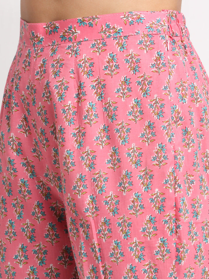 anokherang Leisure Wear Pink Carnation Printed Leisure Wear