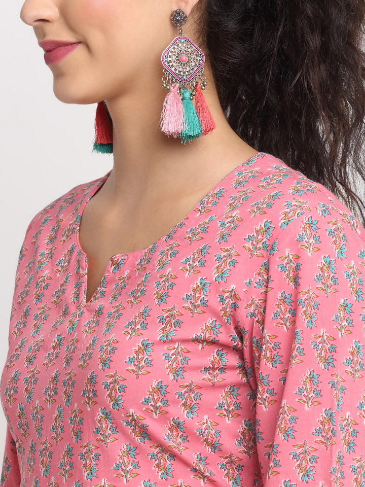 anokherang Leisure Wear Pink Carnation Printed Leisure Wear