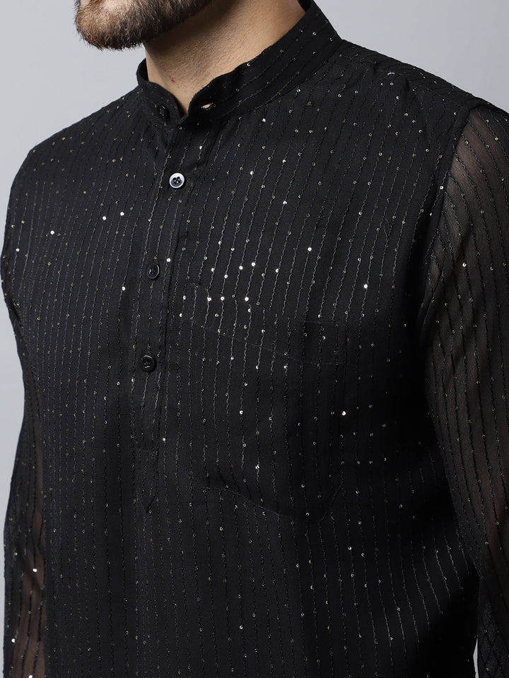 anokherang LKurtas Black Sequin Embroidered Kurta Salwaar