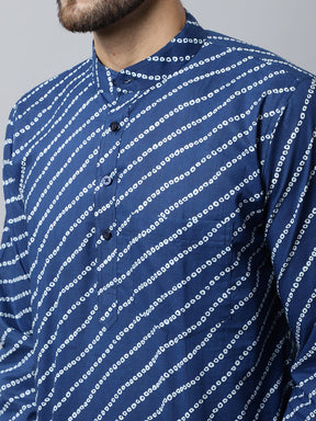 Navy Blue Bandhani Pure Chiffon Kurta With Crop Top & Pants Indo Western Women Set