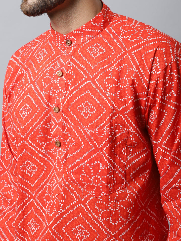 anokherang LKurtas Red Bandhani Men Kurta