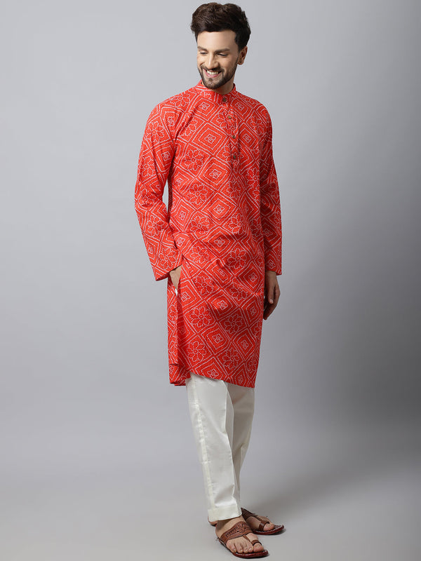 anokherang LKurtas Red Bandhani Men Kurta Pajama