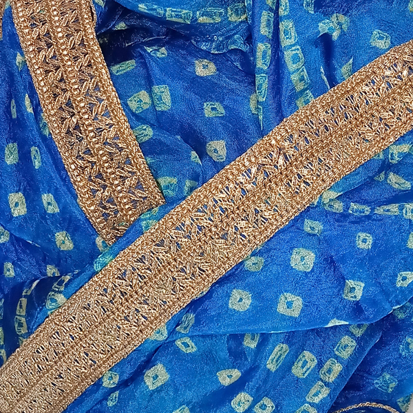 anokherang Men Stoles Blue Gota Bandhani Traditional Men's Stole