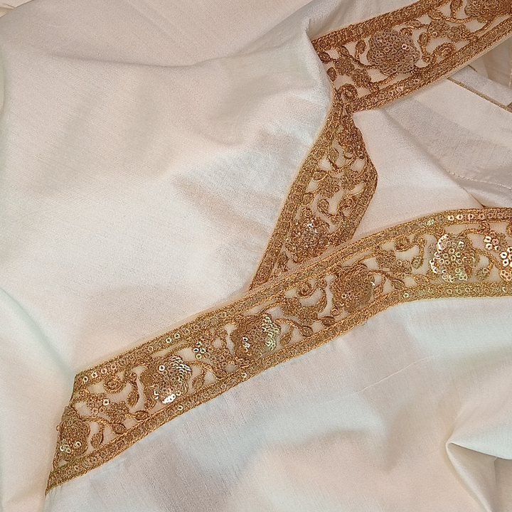 anokherang Men Stoles Imperial Off-White Sequin Embroidered Silk Men's Stole