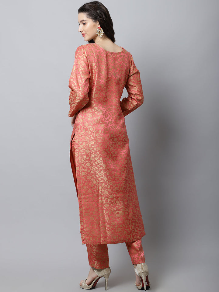 anokherang Salwar Suit Couple Matching Dress Maharani Pink Embroidered Kurti With Straight Pants Couple Matching Dress