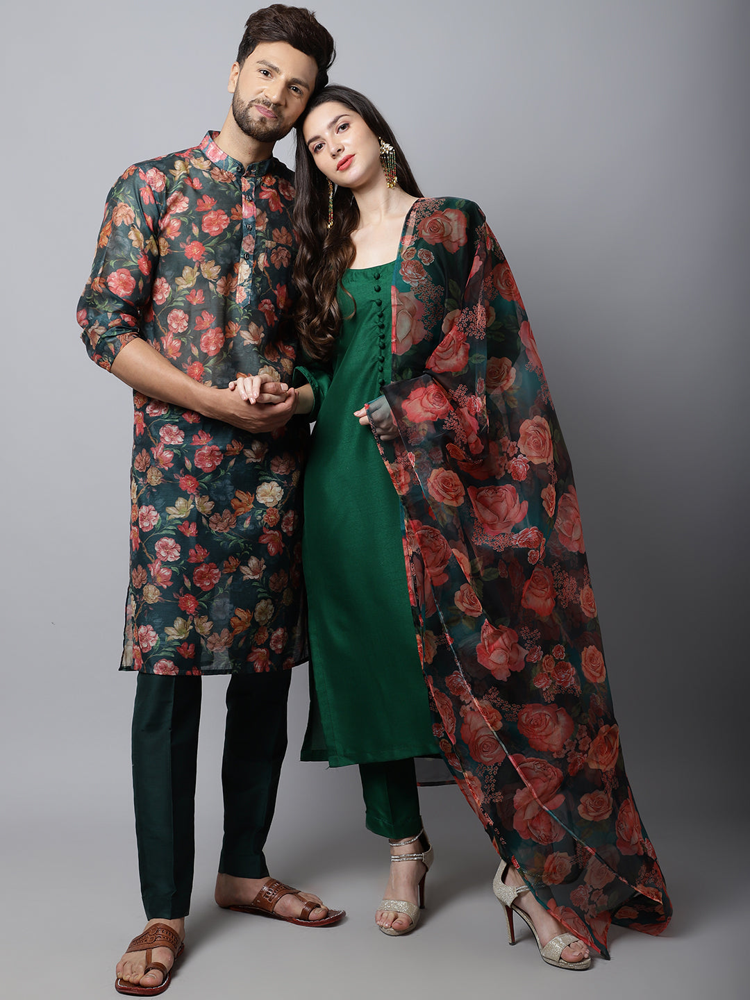 Couple Red Kurtis & Kurta Couple Trendy Stylish Combo Collection