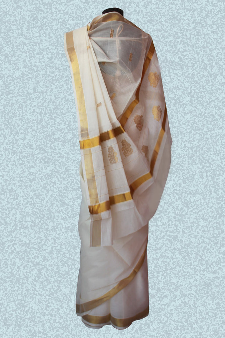 anokherang Sarees Elegant Gold White Saree