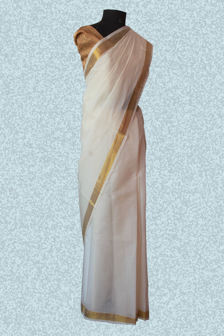anokherang Sarees Elegant Gold White Saree