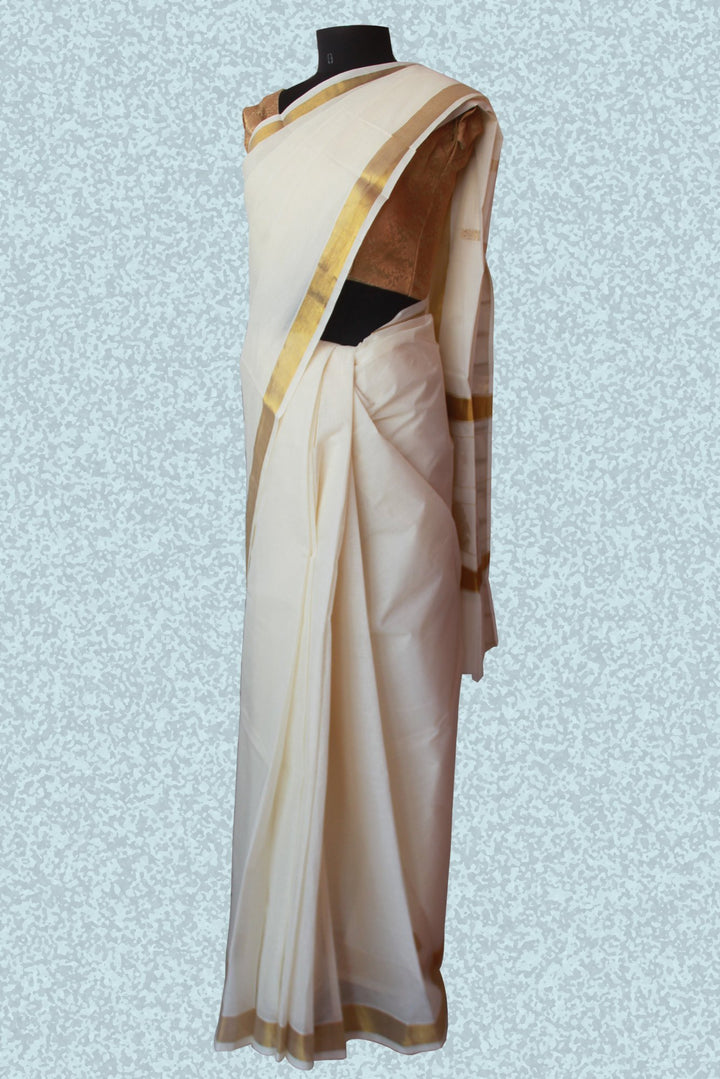anokherang Sarees Elegant Gold White Saree