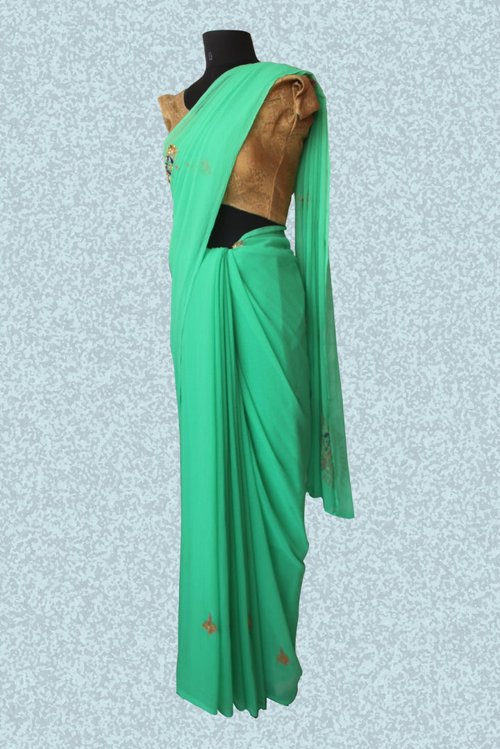 anokherang Sarees Mint Green Peacock Saree