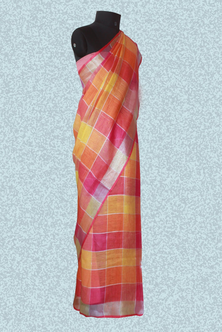 anokherang Sarees Multicoloured checkered saree