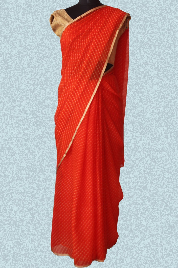 anokherang Sarees Orange blossom leheriya saree