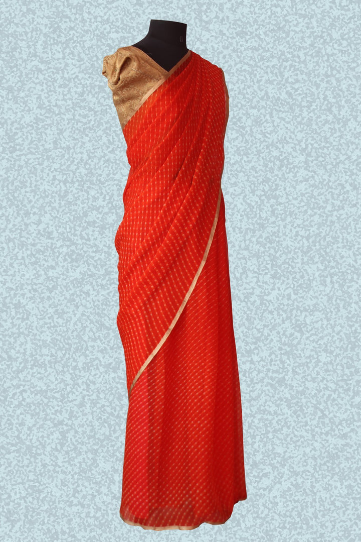 anokherang Sarees Orange blossom leheriya saree