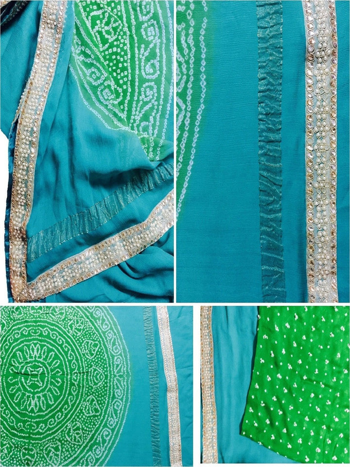 anokherang Sarees Plain Chiffon Saree with Kundan & Pearl Border
