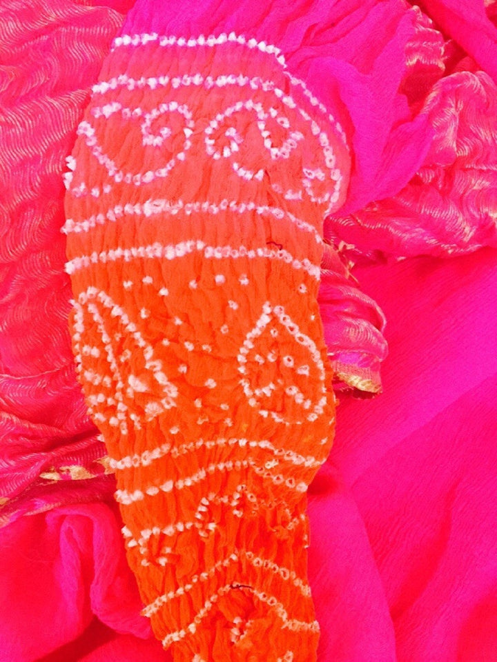 anokherang Sarees Plain Chiffon Saree with Kundan & Pearl Border