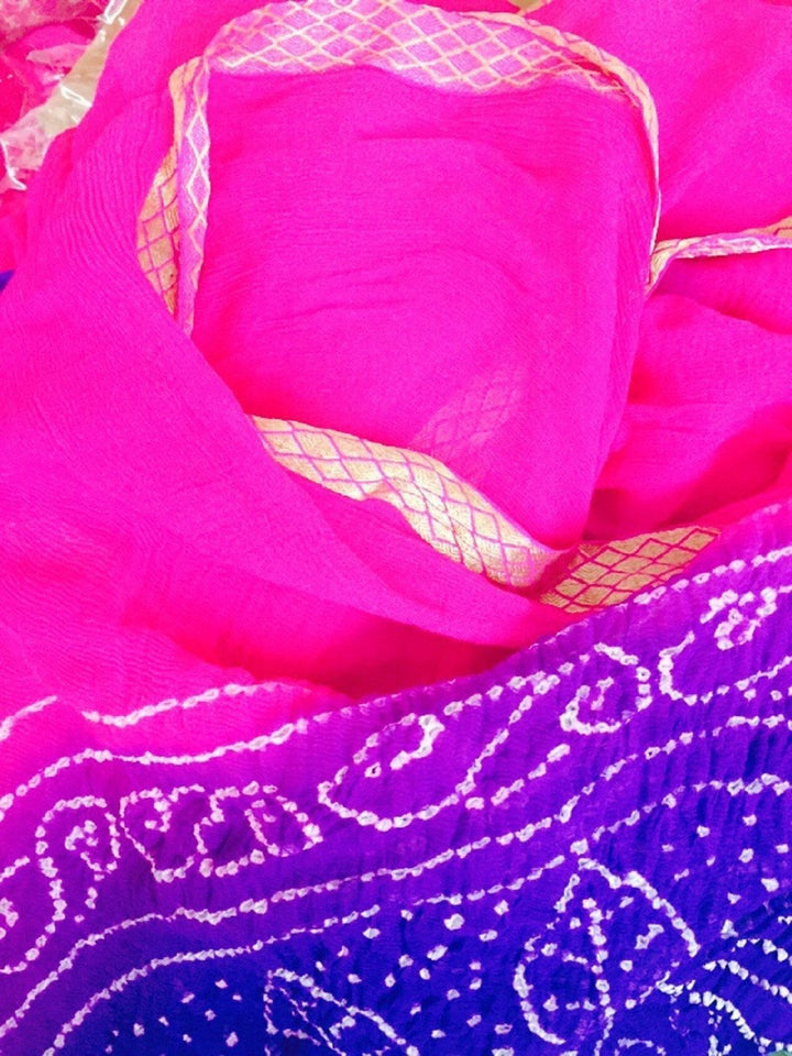 anokherang Sarees Plain Chiffon Saree with Kundan & Pearl Border
