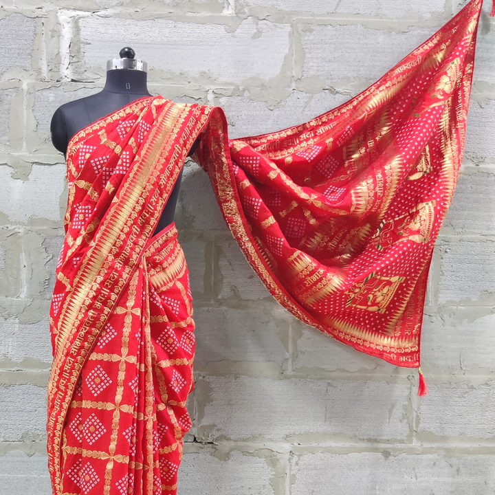 anokherang Sarees Red Flame Banarasi Saubhagyavati Silk Saree