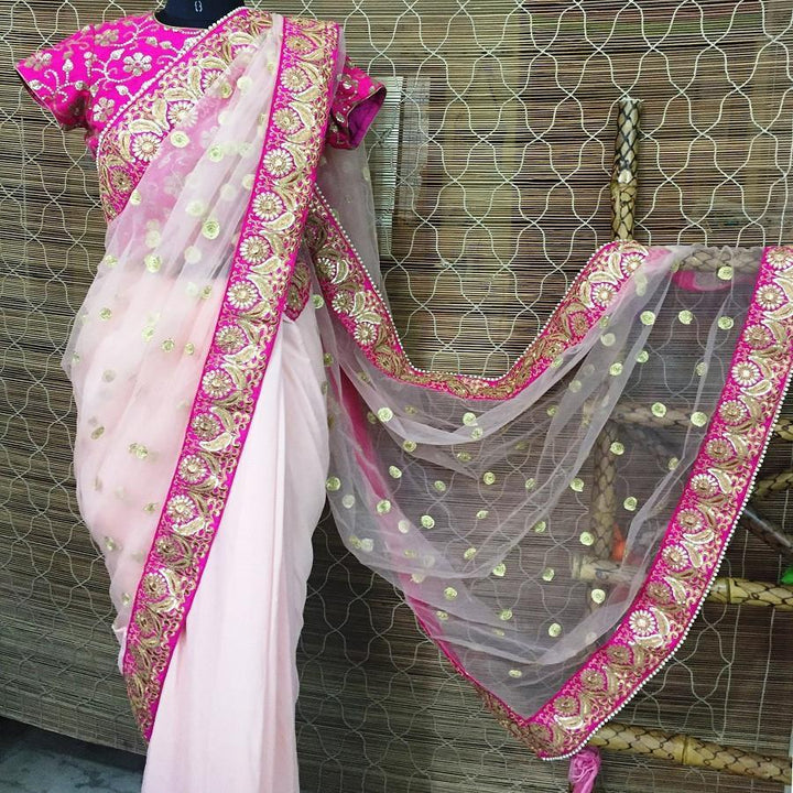 anokherang Sarees Rose Pink Saree