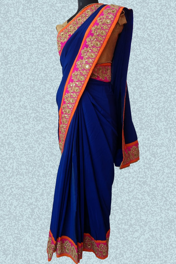 anokherang Sarees Royal blue shine saree