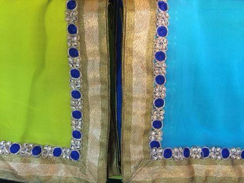 anokherang Sarees Summer Fantasy - Blue & Green
